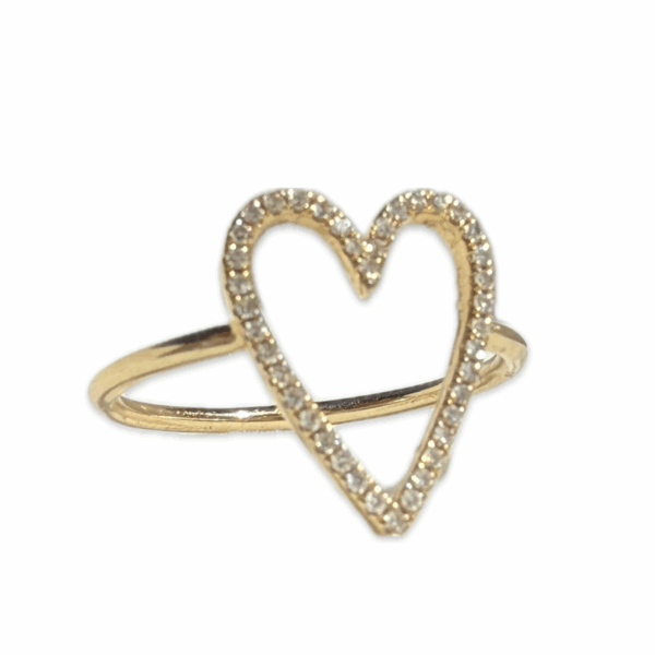 Open Heart Diamond Ring