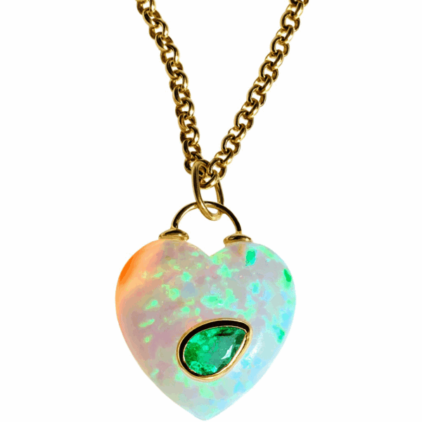 Emerald Opal Heart Charm