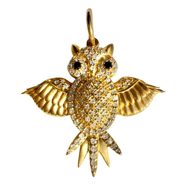 Sapphire & Diamond Owl Charm